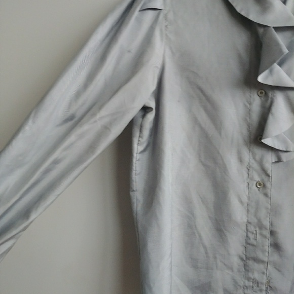 Silver ruffled vintage blouse size 10 - Picture 6 of 7